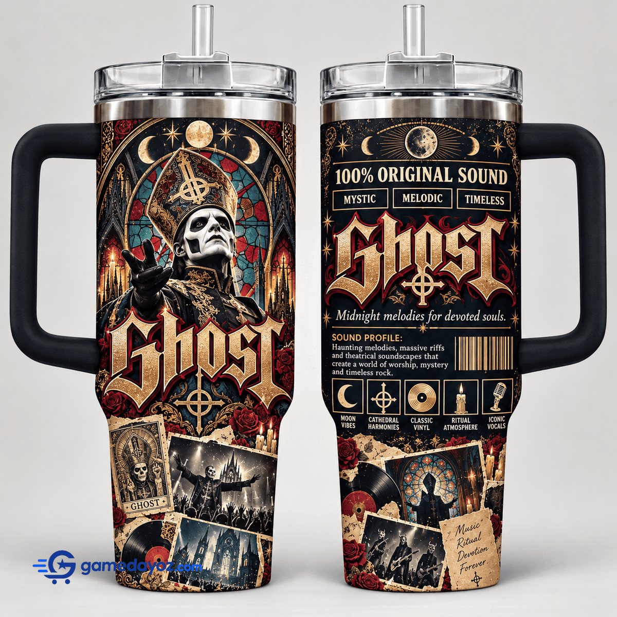 Ghost Stainless Steel Tumbler With Handle for Fans