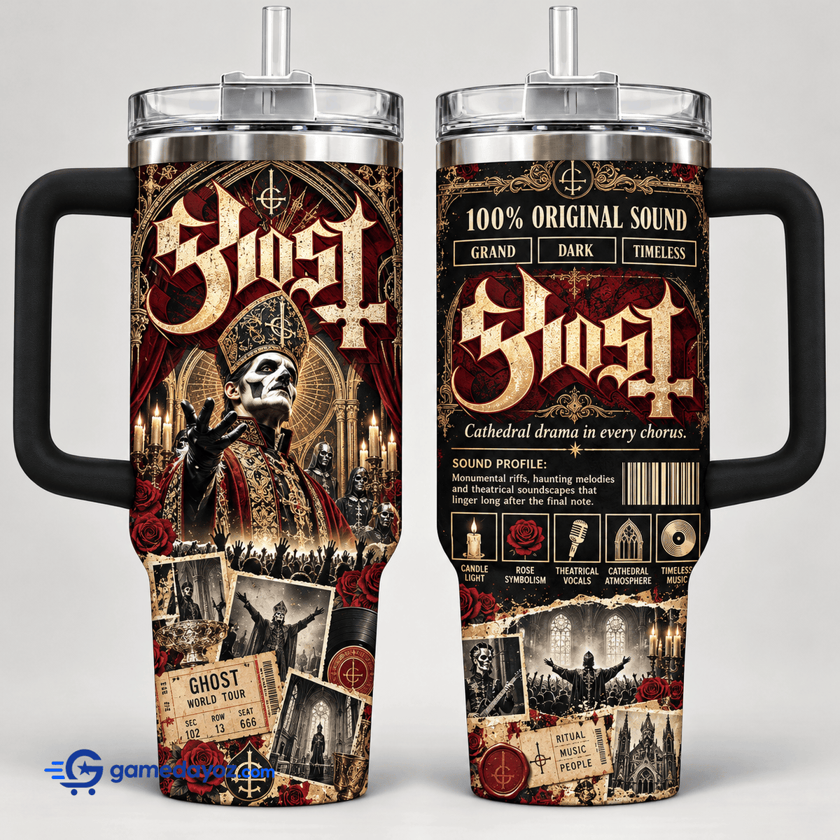 Ghost Stainless Steel Tumbler With Handle for Fans