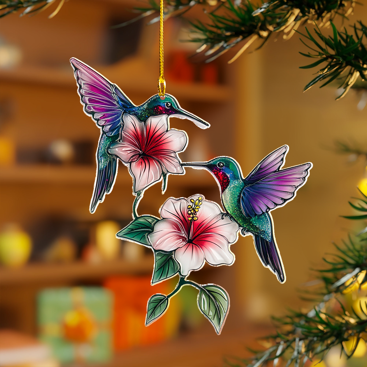 2D Acrylic Ornament - Humming Blossom