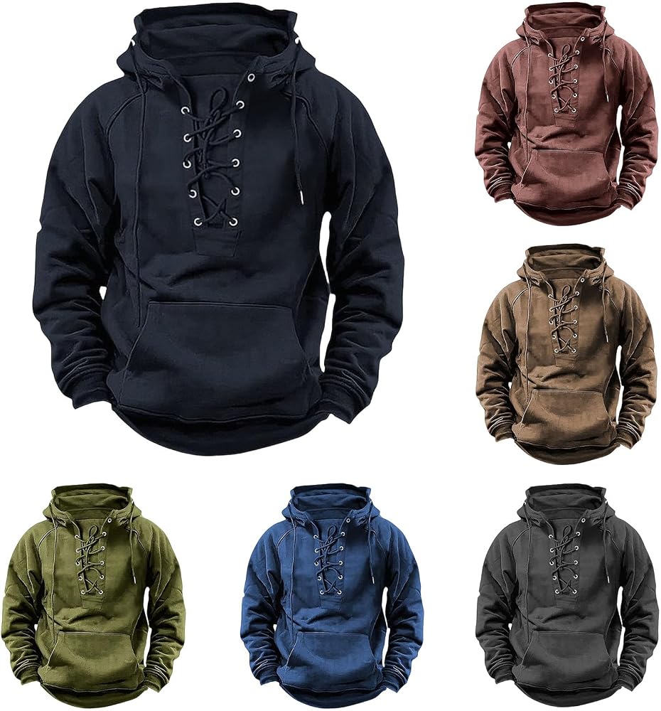Sweat à Capuche Homme Style Tactique à Lacets