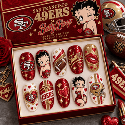 San Francisco 49ers | Premium NFL Betty Boop Glam Press-On Nails Football Fan Gift NDN image 1