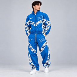 Detroit Lions | Premium NFL Team Camo Colorblock Full Zip Tracksuit Jacket & Jogger Pants Set NDN cover