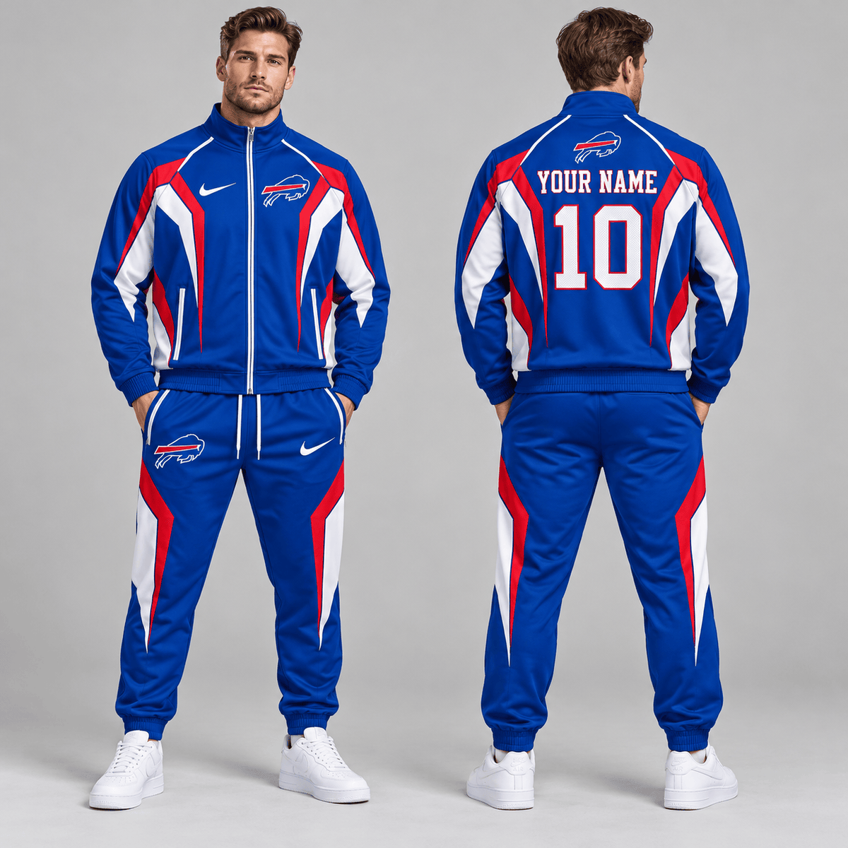 Buffalo Bills | Premium NFL Personalized Name Number Athletic Full Zip Jacket & Jogger Pants Tracksuit Set NDN cover
