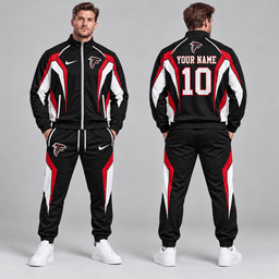 Atlanta Falcons | Premium NFL Personalized Name Number Athletic Full Zip Jacket & Jogger Pants Tracksuit Set NDN cover