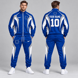 Indianapolis Colts | Premium NFL Personalized Name Number Athletic Full Zip Jacket & Jogger Pants Tracksuit Set NDN cover