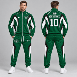 New York Jets | Premium NFL Personalized Name Number Athletic Full Zip Jacket & Jogger Pants Tracksuit Set NDN cover