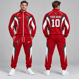 Tampa Bay Buccaneers | Premium NFL Personalized Name Number Athletic Full Zip Jacket & Jogger Pants Tracksuit Set NDN cover