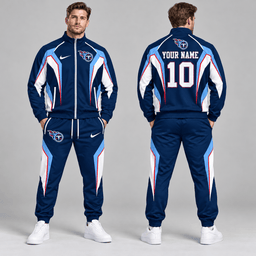 Tennessee Titans | Premium NFL Personalized Name Number Athletic Full Zip Jacket & Jogger Pants Tracksuit Set NDN cover