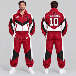 Arizona Cardinals | Premium NFL Custom Name Number Chevron Colorblock Zip Up Jacket & Matching Jogger Tracksuit NDN cover