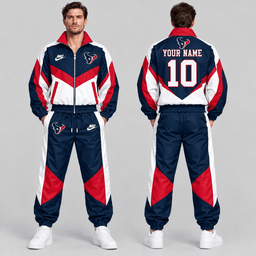 Houston Texans | Premium NFL Custom Name Number Chevron Colorblock Zip Up Jacket & Matching Jogger Tracksuit NDN cover