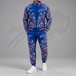 Buffalo Bills | Premium NFL Ornamental Floral Paisley Full Zip Jacket & Matching Jogger Pants Tracksuit Set NDN cover