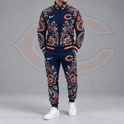 Chicago Bears | Premium NFL Ornamental Floral Paisley Full Zip Jacket & Matching Jogger Pants Tracksuit Set NDN cover