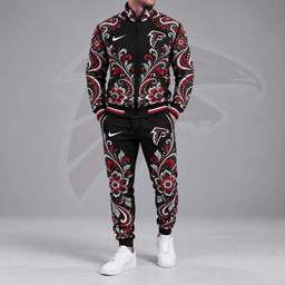 Atlanta Falcons | Premium NFL Ornamental Floral Paisley Full Zip Jacket & Matching Jogger Pants Tracksuit Set NDN cover