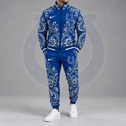 Indianapolis Colts | Premium NFL Ornamental Floral Paisley Full Zip Jacket & Matching Jogger Pants Tracksuit Set NDN cover