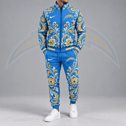 Los Angeles Chargers | Premium NFL Ornamental Floral Paisley Full Zip Jacket & Matching Jogger Pants Tracksuit Set NDN cover