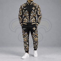 New Orleans Saints | Premium NFL Ornamental Floral Paisley Full Zip Jacket & Matching Jogger Pants Tracksuit Set NDN cover