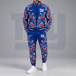 New York Giants | Premium NFL Ornamental Floral Paisley Full Zip Jacket & Matching Jogger Pants Tracksuit Set NDN cover