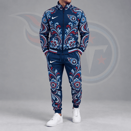 Tennessee Titans | Premium NFL Ornamental Floral Paisley Full Zip Jacket & Matching Jogger Pants Tracksuit Set NDN cover