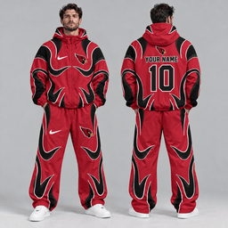 San Francisco 49ers | Premium NFL Personalized Name Number Abstract Wave Hooded Windbreaker Jacket & Wide Leg Pants Set NDN cover