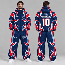 Tennessee Titans | Premium NFL Personalized Name Number Abstract Wave Hooded Windbreaker Jacket & Wide Leg Pants Set NDN cover