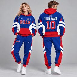 Buffalo Bills | Premium NFL Personalized Name Number Varsity Colorblock Pullover Hoodie & Matching Jogger Pants Set NDN cover