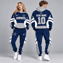 Dallas Cowboys | Premium NFL Personalized Name Number Varsity Colorblock Pullover Hoodie & Matching Jogger Pants Set NDN cover