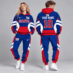 New York Giants | Premium NFL Personalized Name Number Varsity Colorblock Pullover Hoodie & Matching Jogger Pants Set NDN cover