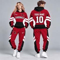 Arizona Cardinals | Premium NFL Personalized Name Number Varsity Colorblock Pullover Hoodie & Matching Jogger Pants Set NDN cover