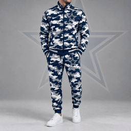 Dallas Cowboys | Premium NFL All Over Camo Print Stand Collar Zip Up Jacket & Slim Fit Jogger Pants Tracksuit Set NDN cover