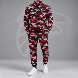 Atlanta Falcons | Premium NFL All Over Camo Print Stand Collar Zip Up Jacket & Slim Fit Jogger Pants Tracksuit Set NDN cover