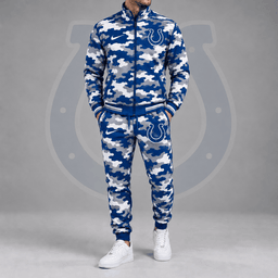 Indianapolis Colts | Premium NFL All Over Camo Print Stand Collar Zip Up Jacket & Slim Fit Jogger Pants Tracksuit Set NDN cover