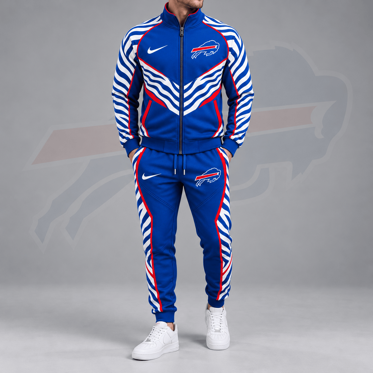 Buffalo Bills | Premium NFL Dynamic Tiger Stripe Print Full Zip Track Jacket & Matching Jogger Pants Set NDN cover