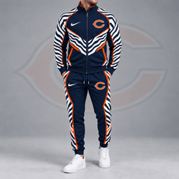 Chicago Bears | Premium NFL Dynamic Tiger Stripe Print Full Zip Track Jacket & Matching Jogger Pants Set NDN cover