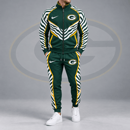 Green Bay Packers | Premium NFL Dynamic Tiger Stripe Print Full Zip Track Jacket & Matching Jogger Pants Set NDN cover