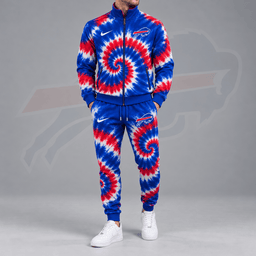 Buffalo Bills | Premium NFL Spiral Tie Dye Print Stand Collar Zip Up Jacket & Matching Jogger Pants Tracksuit NDN cover