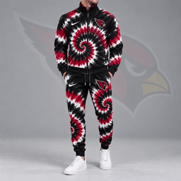 Arizona Cardinals | Premium NFL Spiral Tie Dye Print Stand Collar Zip Up Jacket & Matching Jogger Pants Tracksuit NDN cover