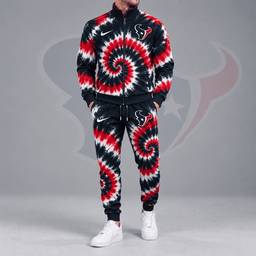 Houston Texans | Premium NFL Spiral Tie Dye Print Stand Collar Zip Up Jacket & Matching Jogger Pants Tracksuit NDN cover