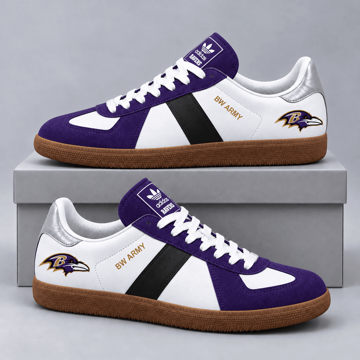 Baltimore Ravens | Premium NFL BW ARMY Retro Low Top Gum Sole Casual Sneakers NDN cover
