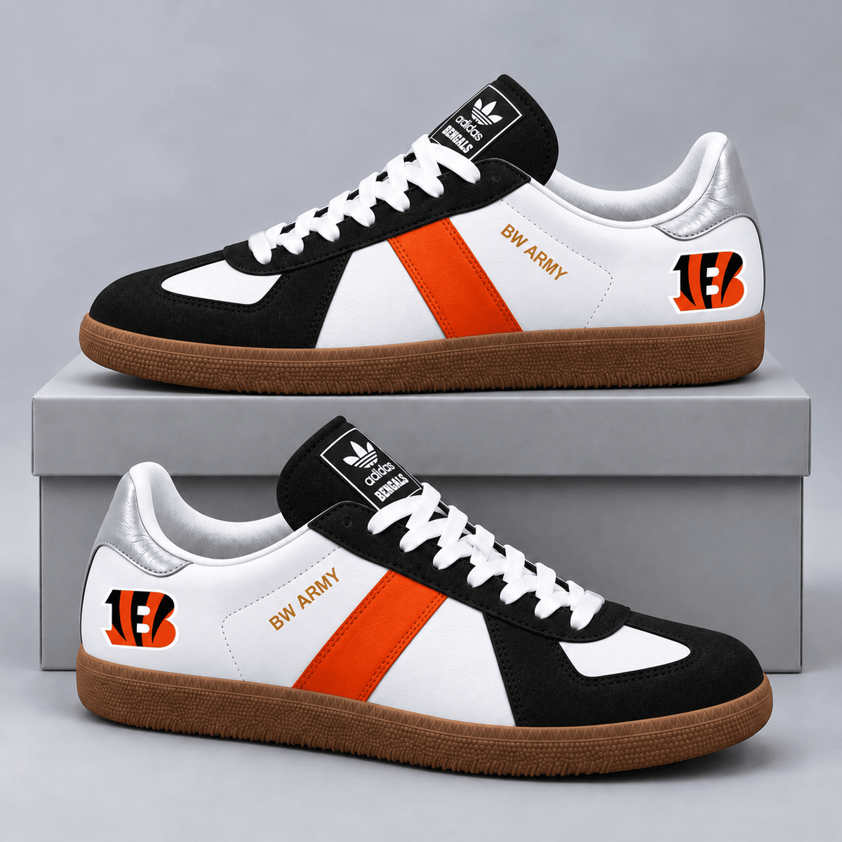 Cincinnati Bengals | Premium NFL BW ARMY Retro Low Top Gum Sole Casual Sneakers NDN cover