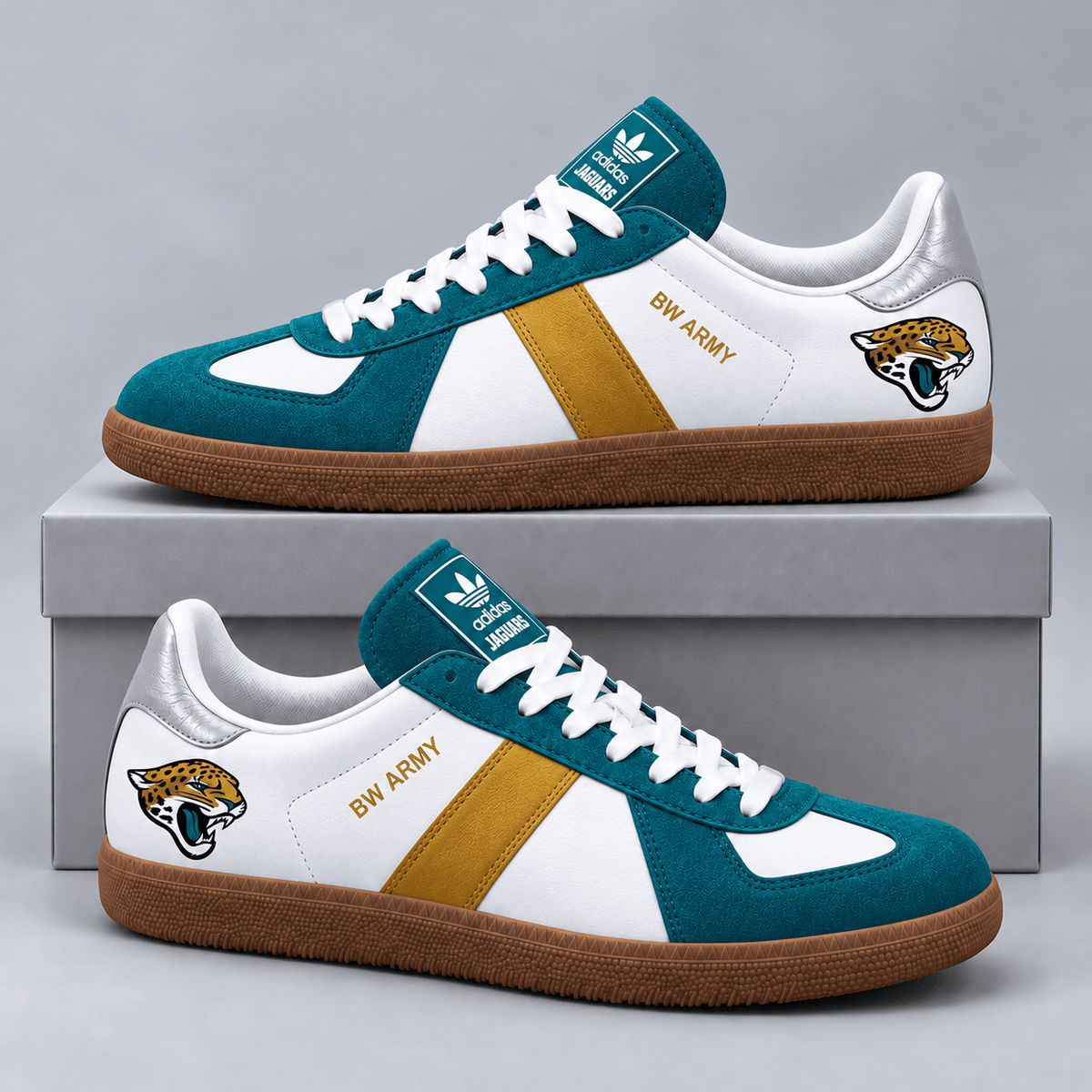 Jacksonville Jaguars | Premium NFL BW ARMY Retro Low Top Gum Sole Casual Sneakers NDN cover