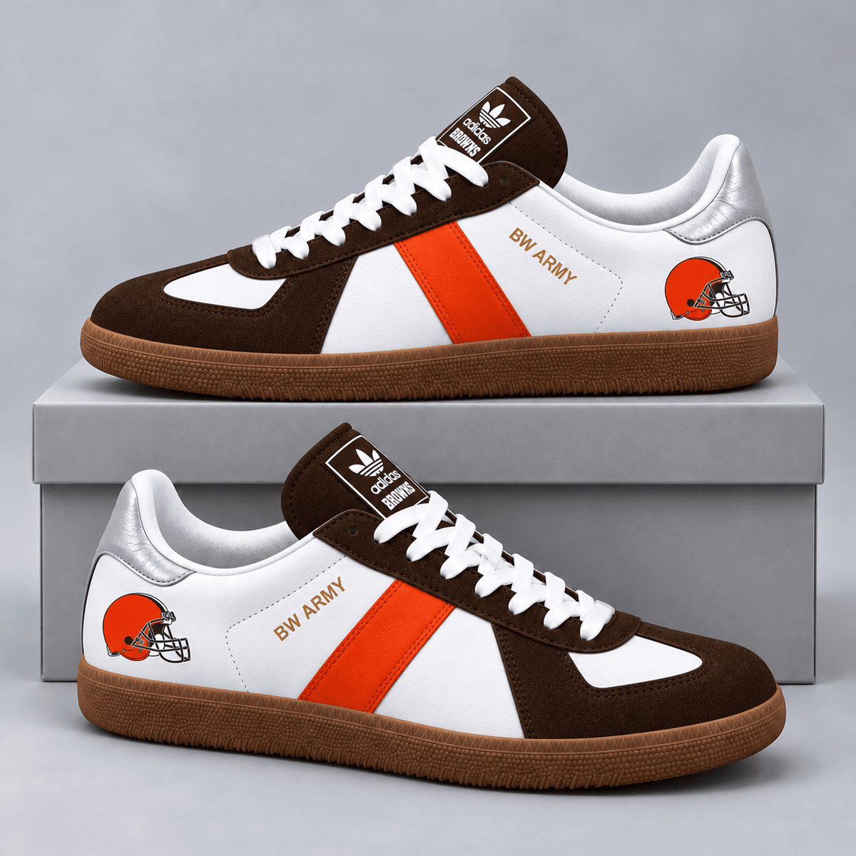 Cleveland Browns | Premium NFL BW ARMY Retro Low Top Gum Sole Casual Sneakers NDN cover