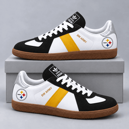 Pittsburgh Steelers | Premium NFL BW ARMY Retro Low Top Gum Sole Casual Sneakers NDN cover
