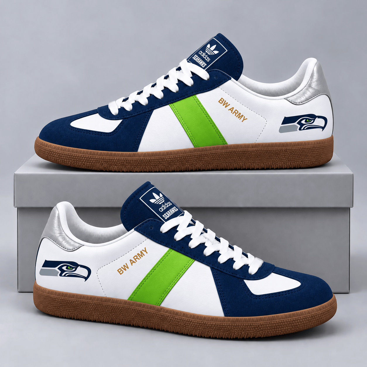 Seattle Seahawks | Premium NFL BW ARMY Retro Low Top Gum Sole Casual Sneakers NDN cover