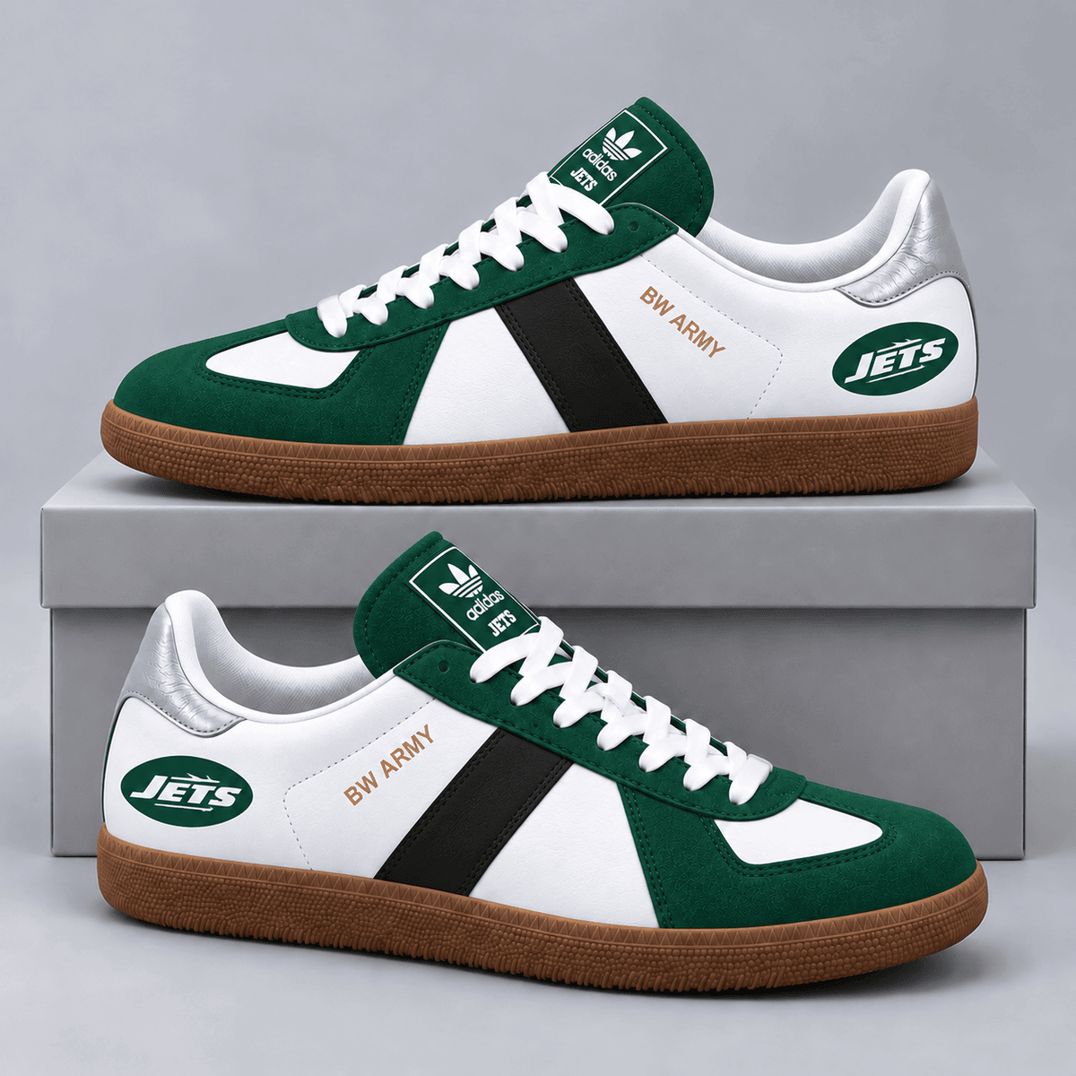 New York Jets | Premium NFL BW ARMY Retro Low Top Gum Sole Casual Sneakers NDN cover