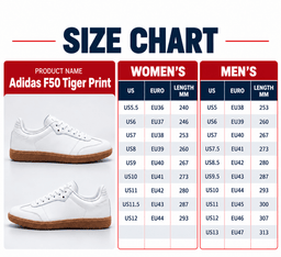 Green Bay Packers | Premium NFL F50 Tiger Print Retro Low Top Gum Sole Soccer Inspired Casual Sneakers NDN chart