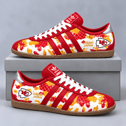 Kansas City Chiefs | Premium NFL Japan Edition Abstract Floral Print Three Stripe Low Top Gum Sole Casual Sneakers NDN cover