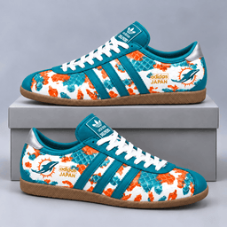 Miami Dolphins | Premium NFL Japan Edition Abstract Floral Print Three Stripe Low Top Gum Sole Casual Sneakers NDN cover