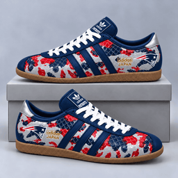 New England Patriots | Premium NFL Japan Edition Abstract Floral Print Three Stripe Low Top Gum Sole Casual Sneakers NDN cover
