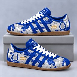 Indianapolis Colts | Premium NFL Japan Edition Abstract Floral Print Three Stripe Low Top Gum Sole Casual Sneakers NDN cover
