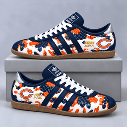 Chicago Bears | Premium NFL Japan Edition Abstract Floral Print Three Stripe Low Top Gum Sole Casual Sneakers NDN cover